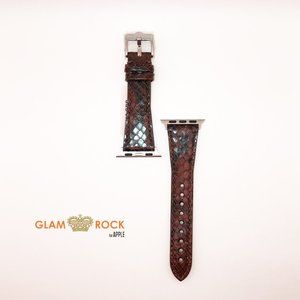 Glam Rock Genuine leather straps imitation Python for Apple